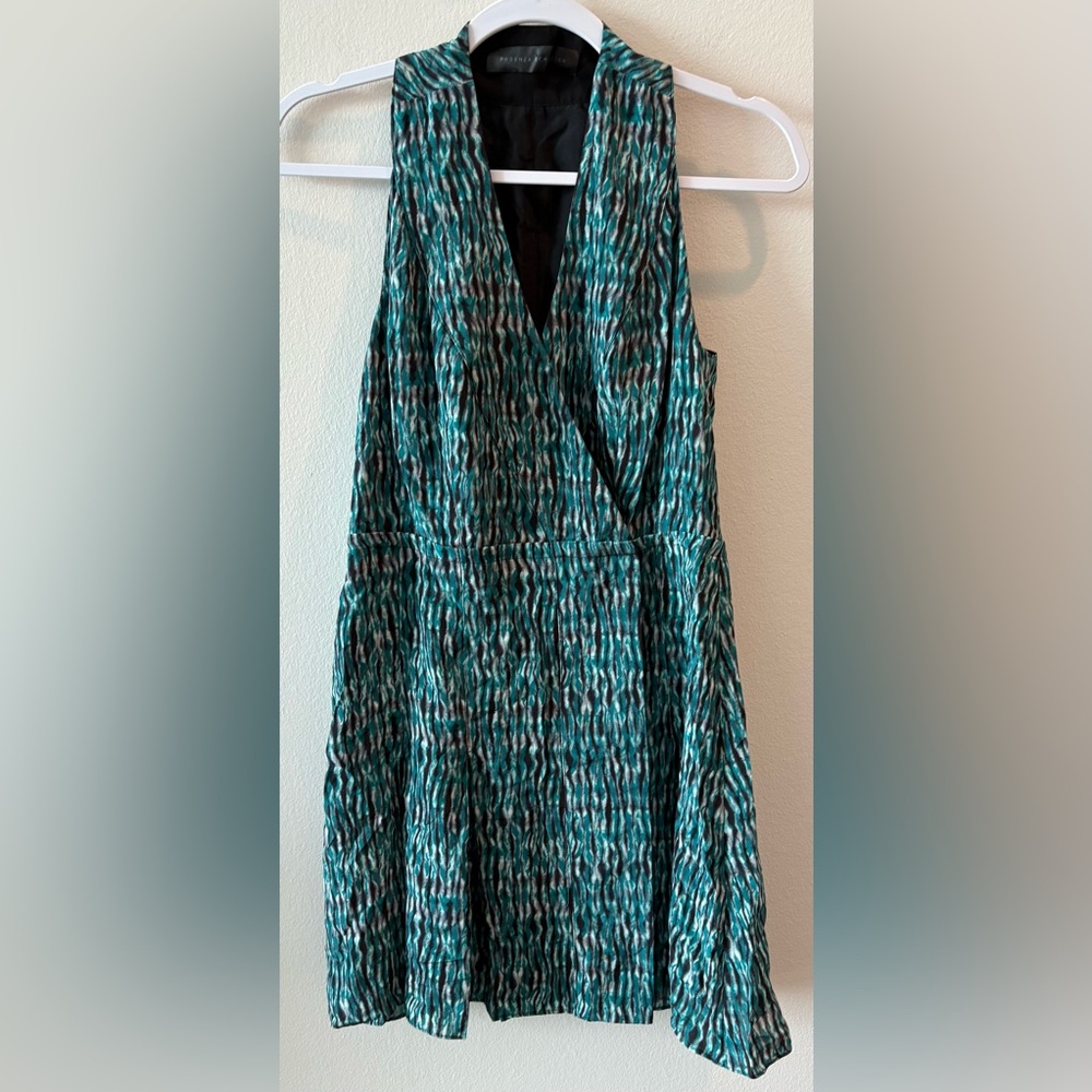 Proenza Schouler 100% Silk Green and Black Halter Midi Dress Size 8 sku#12